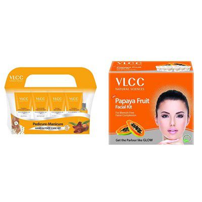 VLCC Pedicure and Manicure Kit And VLCC Papaya Fruit Facial Kit, 60g