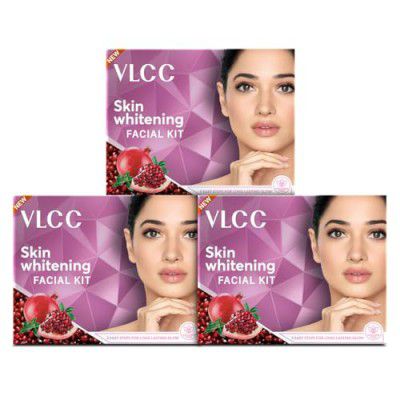 VLCC Skin Whitening Facial Kit - 25g X 3 (75g) (Pack of 3) | Pore Minimizing, Exfoliating and Brightening Skin | Helps Brighten Skin Tone | Even Complexion With Comfrey & Turmeric.