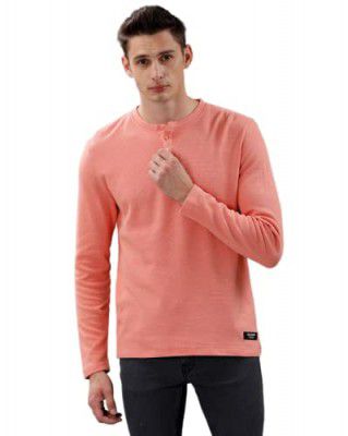 VOI Jeans Men's Fitted T-Shirt (VOSSW010XXL_Coral Pink 2XL)