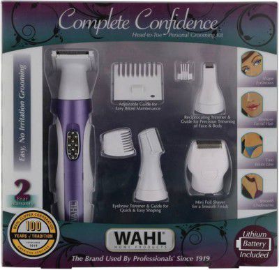 WAHL 05604-324 Women Complete Confidence Cordless Grooming Kit Trimmer 30 min Runtime 5 Length Settings  (Purple, White)