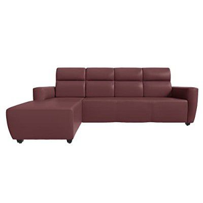 Wakefit Belize L Shape Sofa Set 3 Seater + Left Aligned Chaise Fabric Sangria