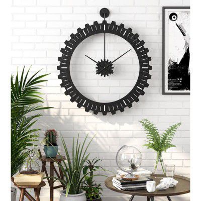 Wakefit Einstein Iron Analog Round Wall Clock 60x50x5 cm 