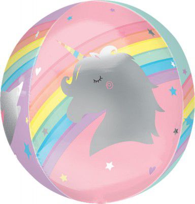 Wanna Party Orbz Magical Rainbow Foil Balloon 16" for Unicorn theme Birthday Party Decorations