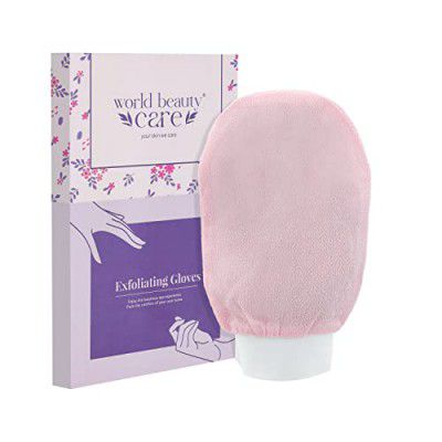 WBC WORLDBEAUTYCARE Moroccan Hammam Exfoliating Dead Skin Removal Bath Body Glove Mitt |Original|Single Layered|Imported|Pink Color|