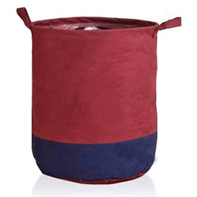 Weavers Villa Laundry Bag 45 L Durable and Collapsible Laundry Storage Bag with Handles Clothes & Toys Storage Foldable Laundry Basket (Maroon)