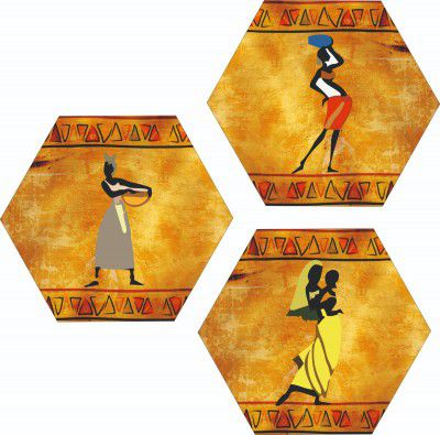 Webelkart African Warli Art Wooden Wall Hanger for Home Decor