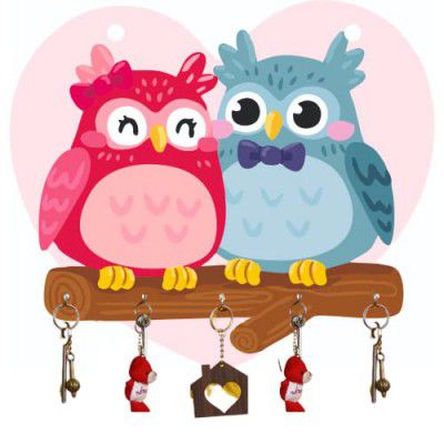 Webelkart Premium Owl Family Decorative Wooden Printed Key Holder for Home Decor Key Hangers Keychain Holder Key Stand & Key Holder for Wall Owl Key Holder (17.78 cm, 5 Hooks)