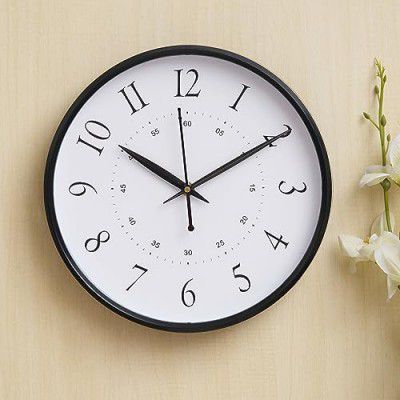 Webelkart Premium Plastic Wall clock for Home and Office Decor/Office Wall clocks/Wall clock for Living Room (Black) - wall watch for home