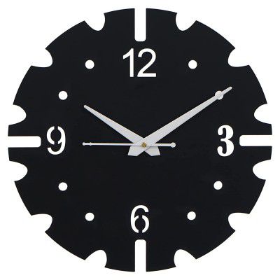 Webelkart Premium Round Wooden Wall Clock (12 Inches, Black)