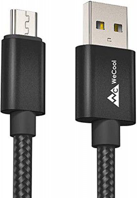 Wecool Micro Usb Nylon Braided Unbreakable Data And Charging Cable For Tablet, Smartphone (Black)