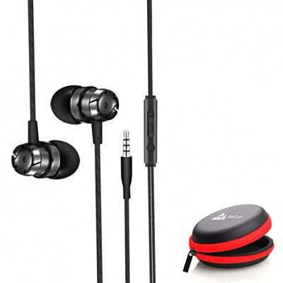 WeCool Mr.Bass W001 Snug Fit Metallic in Ear Earphone Including Carry Case (Black)