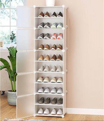 WeCool Upgraded Shoe Rack Home Plastic, Portable Shoe Rack Dustproof Door Heels/Slippers/Boots, 10-layer Shoe Storage