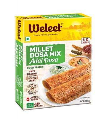 Weleet Millet Dosa Mix | Adai Dosa, Gluten Free, No Junk Ingredients, Diabetic Friendly Instant Dosa mix - 200 gm, Pack of 1