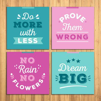 WENS INSPIRATIONAL QUOTES Set of 4 Sparkle Laminated Wall Panels For Kids