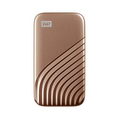 Western Digital 1TB My Passport Portable SSD, 1050MB/s R, 1000MB/s W, Upto 2 Meter Drop Protection, HW Encryption, Type-C Cable & Type-A Adaptor, for PC&Mac, Gold, 5Y Warranty, External SSD