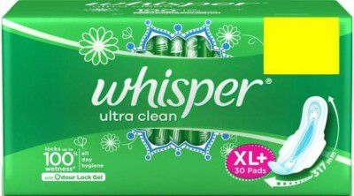 Whisper Ultra Clean XL Plus Sanitary Pads (Pack of 30)