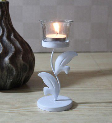 White Iron Lyon Candle Holder