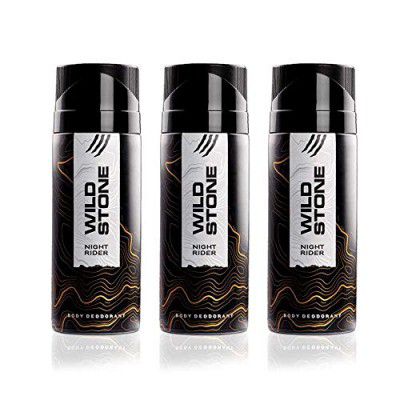 Wild Stone Night Rider Deodorants Body Spray for Men, Long Lasting Deo, Pack of 3 (150ml each)