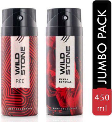 Wild Stone Red & Ultra Sensual Deodorant Spray - For Men (450 ml, Pack of 2)