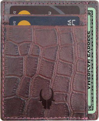 WILDHORN  Men & Women Casual Maroon Genuine Leather RFID Card Holder  (6 Card Slots)