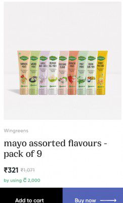 Wingreens mayo assorted flavours - pack of 9