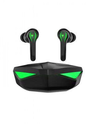 Wings Phantom Black & Green Gaming True Wireless Earbuds With 65 ms Latency