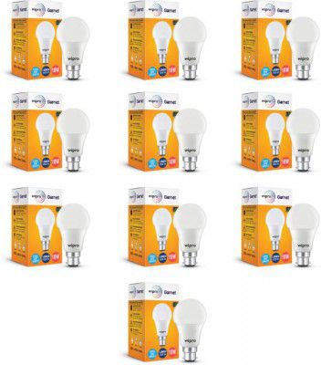 Wipro 10 W Standard B22 LED Bulb  (White, Pack of 10)