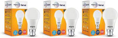 Wipro 10 W Standard B22 LED Bulb (White, Pack of 3)