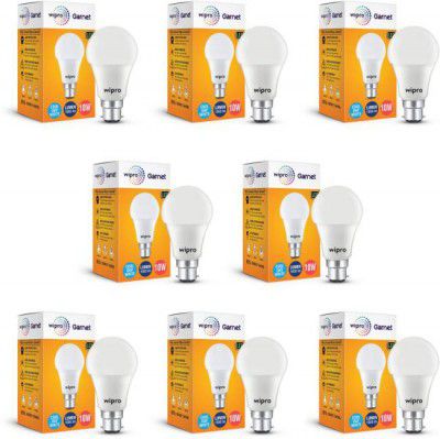 Wipro 10 W Standard B22 LED Bulb  (White, Pack of 8)