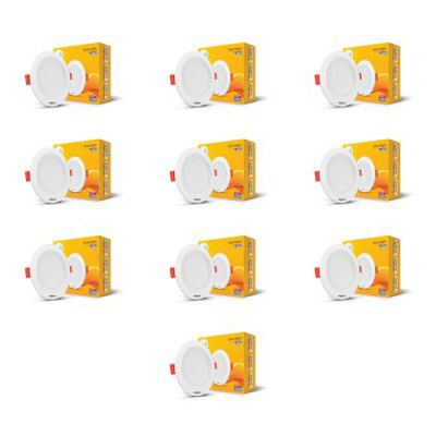 Wipro 6W Alpha Downlight for Junction Box | Warm White (2700K) | 3 inch Cutout, 22mm Height | Pack of 10