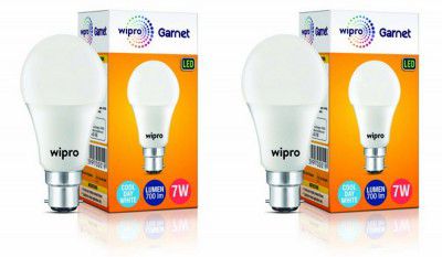 wipro 7W Led Cool Day Light B22D Bulb, Pack of 2