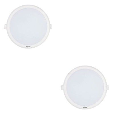 Wipro 9 Watt Iris Neo Nextgen, 6500K Recessed Slim LED Downlighter (White, Pack of 2)