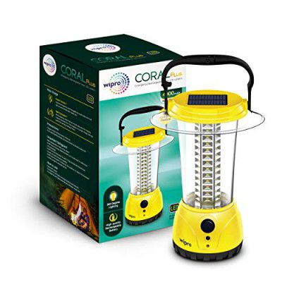 Wipro Coral Plus Rechargeable Solar LED Lantern (Pack of 1, Yellow)