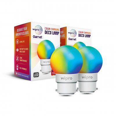 wipro Deco 0.5W Led Bulb, Multicolour (Pack of 2, B22)