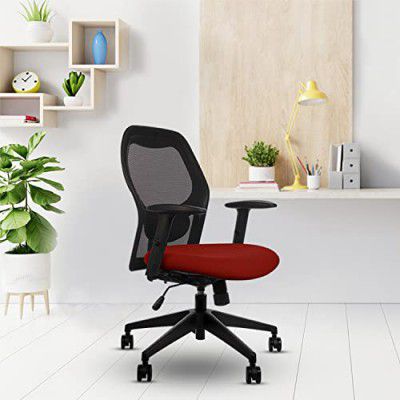 Wipro Furniture Alivio Fabric Ergonomic Office Chairs (Cinnamon Red)