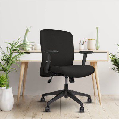 Wipro Furniture Fabric Ergonomic Office Chairs (Black)