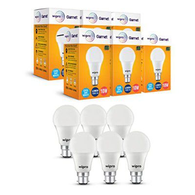 Wipro Garnet 10W LED Bulb | Cool Day White (6500K) | Pack of 6