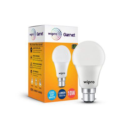 Wipro Garnet 10W LED Bulb for |Cool Day White (6500K) | Pack of 1