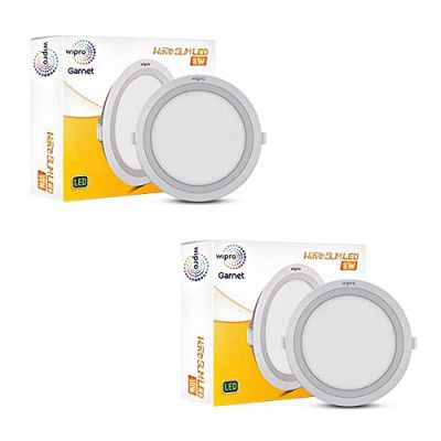 Wipro Garnet 3W Round LED Wave Panel Light for Ceiling | Neutral White Light (4000k) | Ultra-Slim Design | Recessed Down Light for False Ceiling |POP Ceiling Light | Cutout - 75mm | Pack of 2