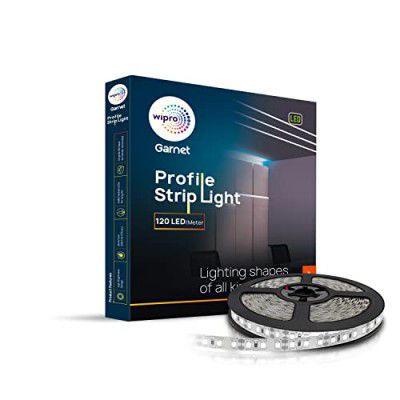 wipro Garnet 50W LED Profile Strip for Home Decoration | Neutral White, 4000K | 120 LEDs/mtr| 5 mtr LED Profile Strip Light for Ceiling, Wall Decoration | Pack of 1 (Driver Required Separately)