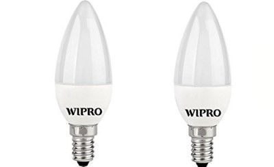 wipro Garnet 5W Frosted Candle LED Bulb |Cool Day White (6500K)|E14 Base|For Chandeliers & Decorative Lights | Pack Of 2