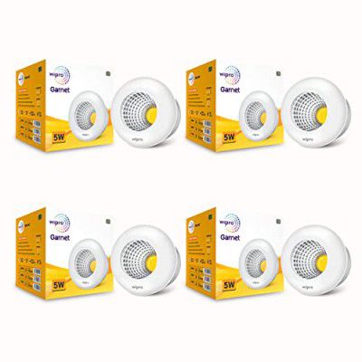 Wipro Garnet 5W LED Cabinet COB | Warm White Light (2700K) | Compact Design for Cabinets & Wardrobes | Pack of 4