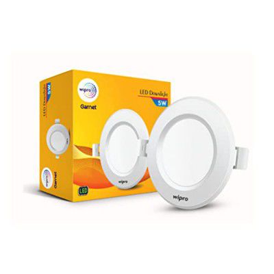 wipro Garnet 5W Round Downlight Junction Box |Cool White (6500K) | Glare-Free Design | Recessed Down Light for False Ceiling | Cutout ? 3 inch | Pack of 1