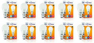 wipro Garnet 7W LED Bulb for Home & Office |Cool Day White (6500K) | B22 Base|220 degree Light coverage | Pack of 10