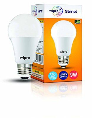 wipro Garnet 9W LED Bulb |Cool Day White (6500K) | E27 Base| Pack of 1