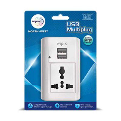 Wipro Multiplug with Universal Socket and Two USB Ports