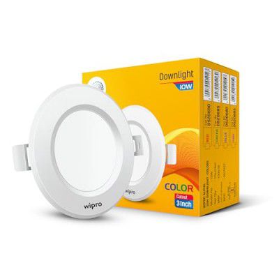 wipro Polycarbonate Alpha 10W Round Downlight Junction Box | Green | Glare-Free Design |Recessed Down Light For False Ceiling | Cutout ? 3 Inch | Pack Of 1