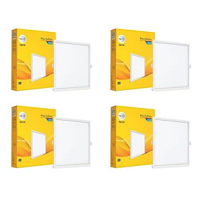 wipro Polycarbonate Garnet 10W Square Led Wave Infinity Panel | Cool White Light (6500K)|Rimless Panel with Ultra-Slim Design for False Ceiling - 130X130Mm | Pack of 4