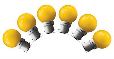 Wipro Safelite N10003 B22 0.5-Watt Led Night Lamp (Pack of 6, Yellow)