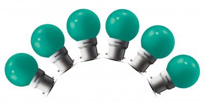 Wipro Safelite N10005 B22 0.5-Watt Led Night Lamp (Pack of 6, Green)